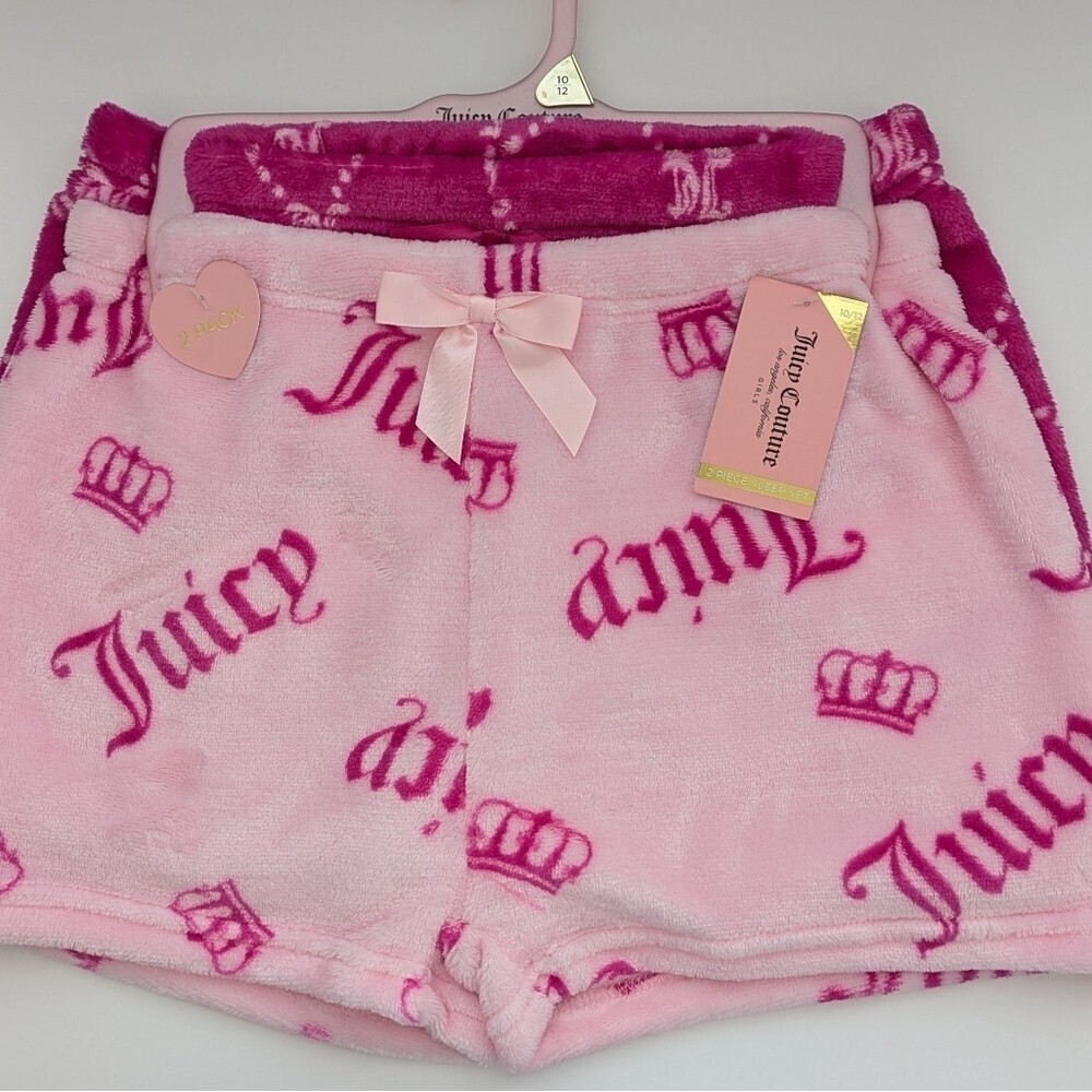NWT Juicy Girls (10/12) 2-Pack Fleece Pyjama Bottoms/Boxers/Sleep Set